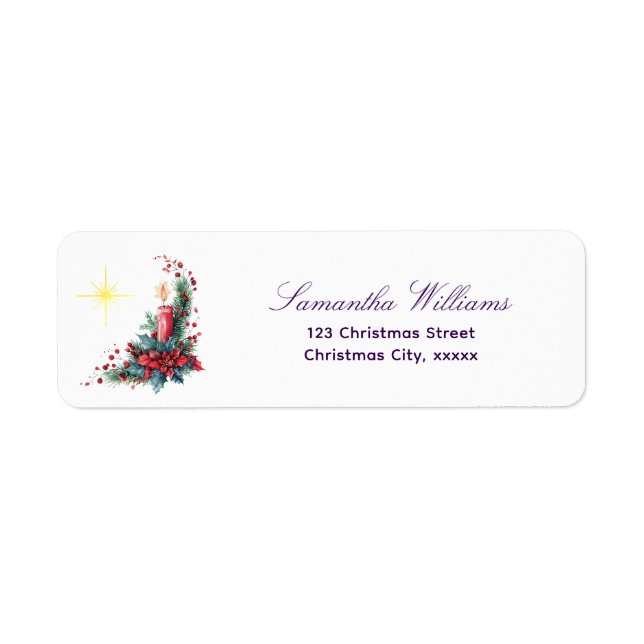 Advent Candlelight Women Ministry Christmas Wreath Return Address Label (Front)