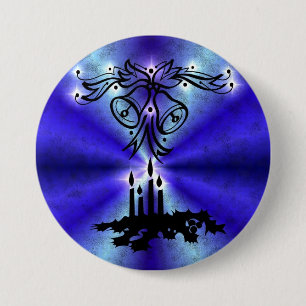 Advent, Christmas Artdeco on Blue Green Rainbow 7.5 Cm Round Badge