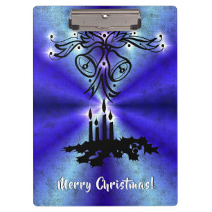 Advent, Christmas Artdeco on Blue Green Rainbow Clipboard