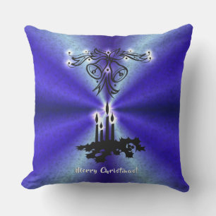 Advent, Christmas Artdeco on Blue Green Rainbow Cushion
