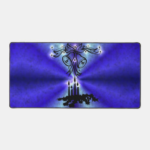 Advent, Christmas Artdeco on Blue Green Rainbow Desk Mat
