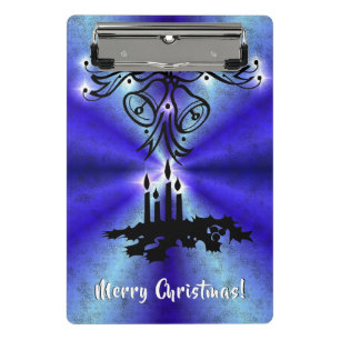 Advent, Christmas Artdeco on Blue Green Rainbow Mini Clipboard