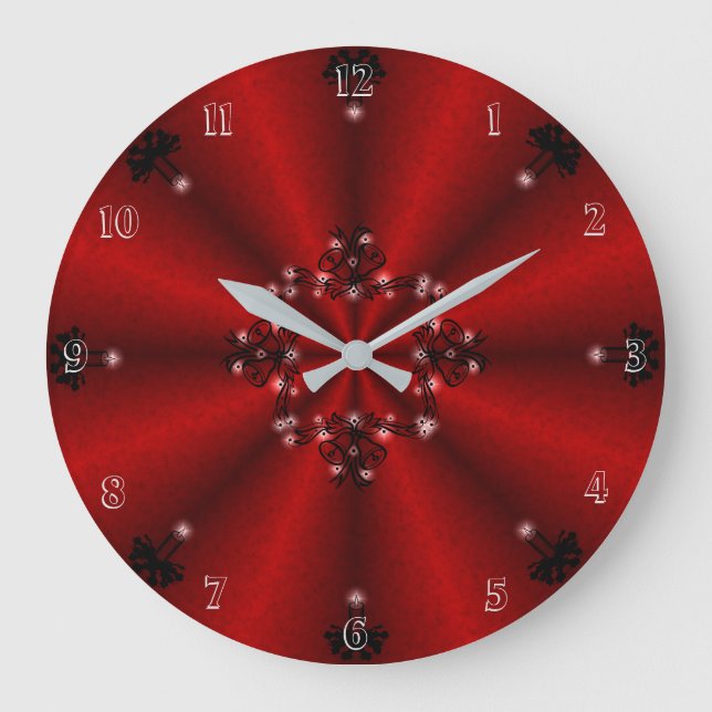 Advent, Christmas Artdeco on red Rainbow Large Clock (Front)