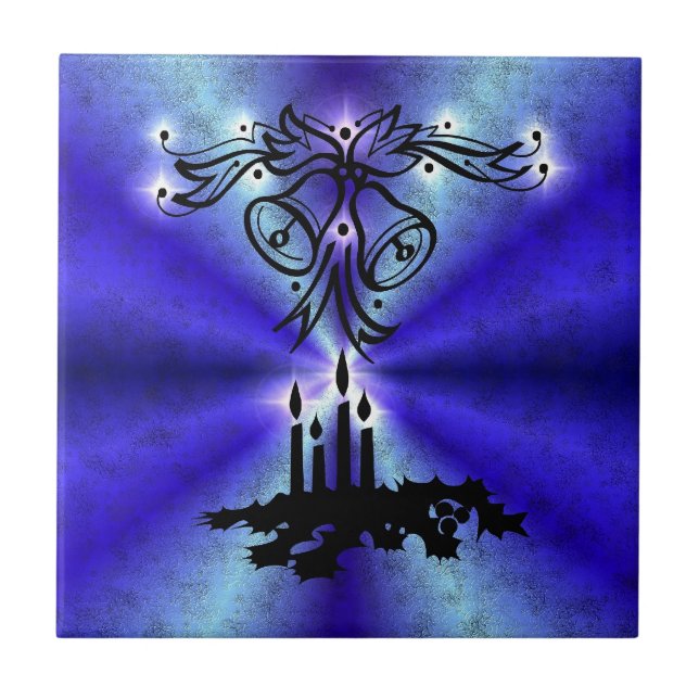 Advent, Christmas Magic on Blue Ceramic Tile (Front)