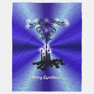 Advent, Christmas Magic on Blue Fleece Blanket