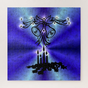 Advent, Christmas Magic on Blue Jigsaw Puzzle