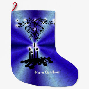 Advent, Christmas Magic on Blue Large Christmas Stocking