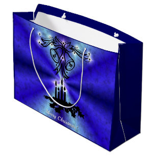 Advent, Christmas Magic on Blue Large Gift Bag