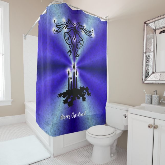 Advent, Christmas Magic on Blue Shower Curtain (In Situ)