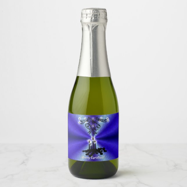Advent, Christmas Magic on Blue Sparkling Wine Label (Front)