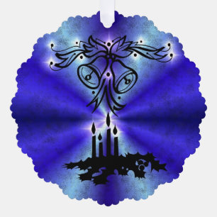 Advent, Christmas Magic on Blue Tree Decoration Card