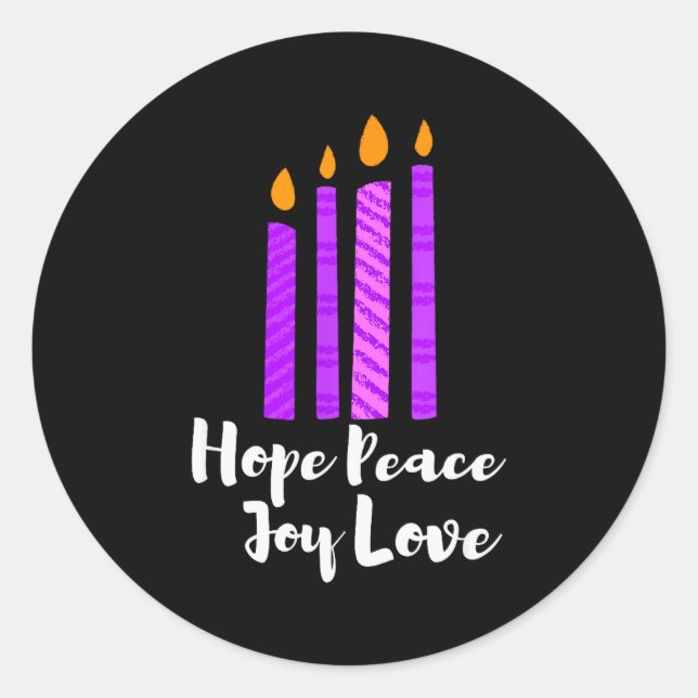 Advent Evergreen Wreath Candles Hope Peace Joy Lov Classic Round Sticker (Front)
