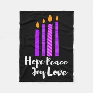 Advent Evergreen Wreath Candles Hope Peace Joy Lov Fleece Blanket