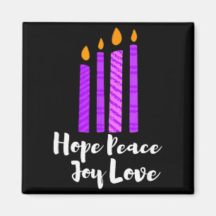 Advent Evergreen Wreath Candles Hope Peace Joy Lov Magnet