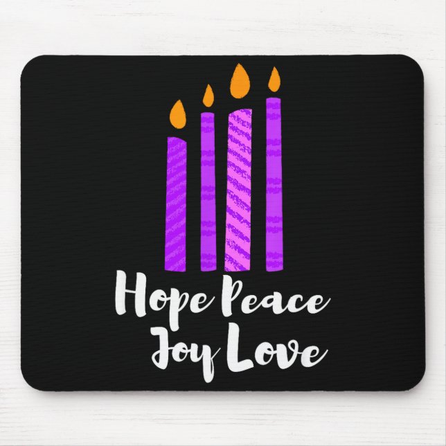 Advent Evergreen Wreath Candles Hope Peace Joy Lov Mouse Pad (Front)