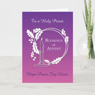Advent to Priest Blessings Wreath Candle Purple Card