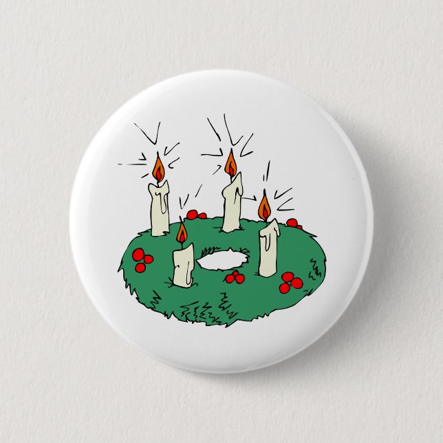 Advent Wreath 6 Cm Round Badge (Front)