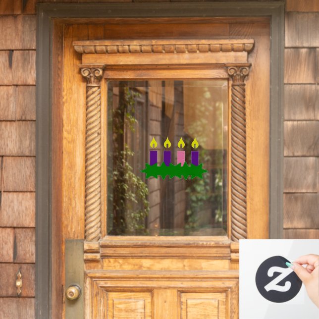 Advent Wreath and Separate Flames Window Cling (Home Door)