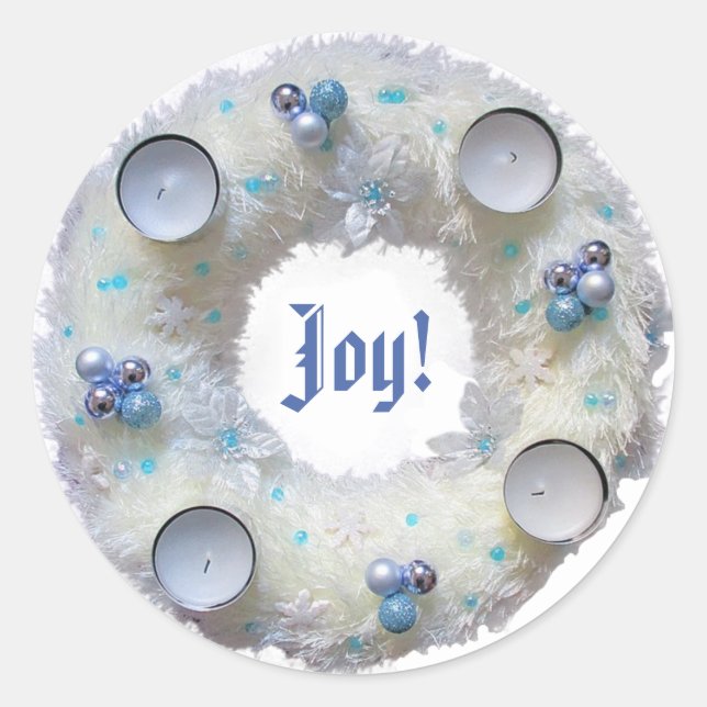 Advent Wreath Silver and Blue Classic Round Sticker (Front)