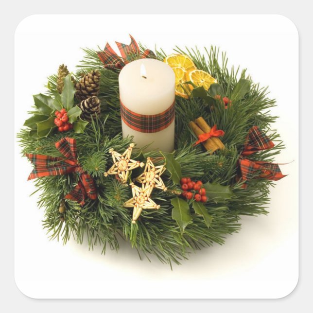 Advent Wreath Square Sticker (Front)