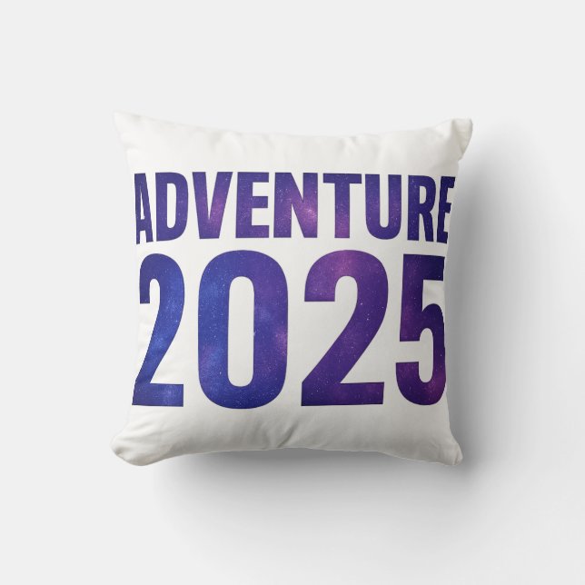 Adventure 2025 Galaxy Typography Design Cushion (Front)
