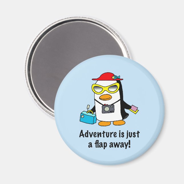 Adventure A Flap Away Tourist Penguin Magnet (Front/Back)