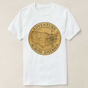 Adventure Across America Vintage Map Art T-Shirt