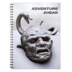 Adventure Ahead. Snake above head sculpture Notebook