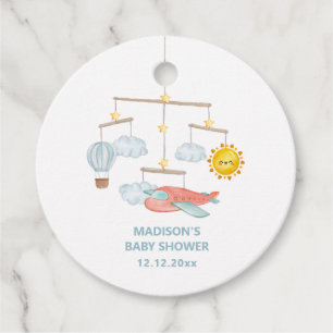 Adventure Airplane Hot Air Balloon Baby Shower Favour Tags