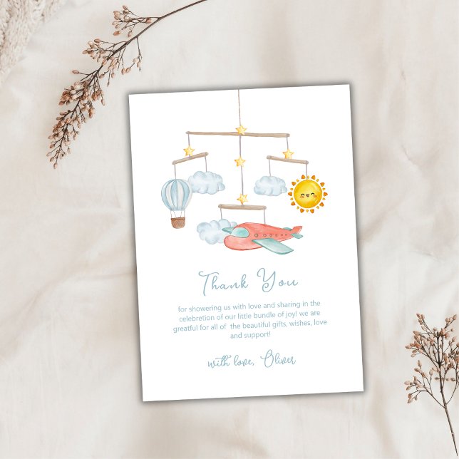 Adventure Airplane Hot Air Balloon Baby Shower  Thank You Card (Adventure Airplane Hot Air Balloon Baby Shower Thank You Card)