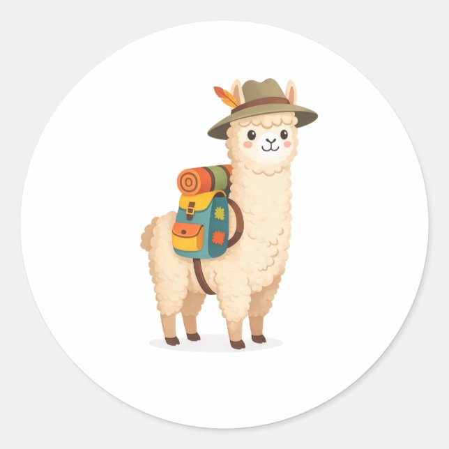 Adventure Alpaca Classic Round Sticker (Front)