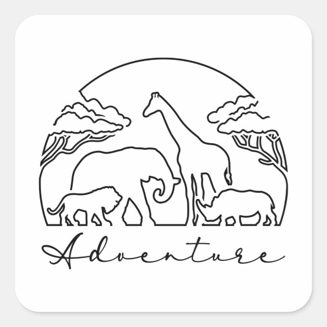Adventure and Safari in Africa Square Sticker (Front)