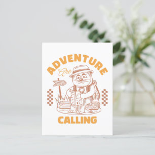 Adventure Are Calling– Vintage Cat Postcard