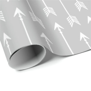 Adventure Arrows Grey and White Wrapping Paper