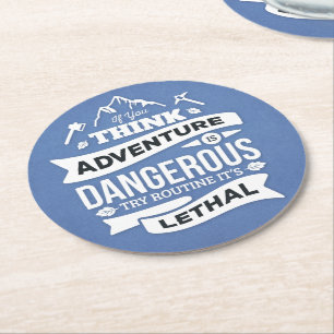 Adventure Attitude Success Motivational Quote Blue Round Paper Coaster