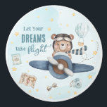 Adventure Aviation Cute Bear Blue Plane  Ceramic Knob<br><div class="desc">Add a touch of whimsy to your child's room with our adorable Aviation Bear Ceramic Knob! Featuring a cute bear riding a blue vintage plane, this charming knob is perfect for dressers, cabinets, and drawers. Made from high-quality ceramic, it combines durability with delightful design. Easy to install and sure to...</div>