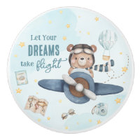Adventure Aviation Cute Bear Blue Plane 