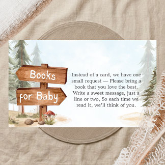 Adventure Await Woodland Baby Shower Book for Baby Enclosure Card