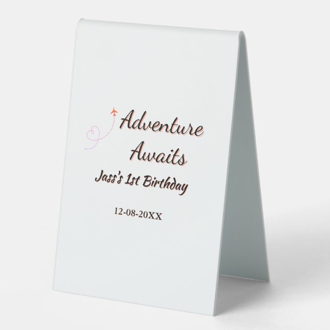 Adventure awaits 1st birthday name date planeretro (Front)