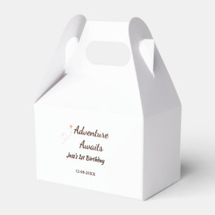 Adventure awaits 1st birthday name date planeretro favour box