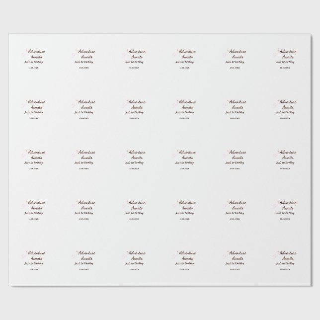 Adventure awaits 1st birthday name date planeretro wrapping paper (Flat)