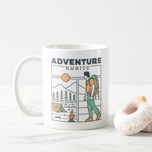 Adventure Awaits 2 Coffee Mug (With Donut)