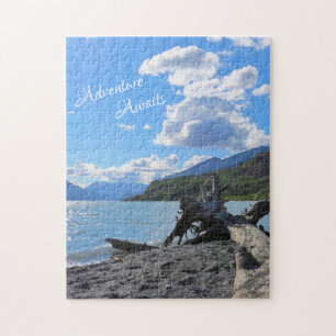 Adventure Awaits Alaska Driftwood Beach Jigsaw Puzzle