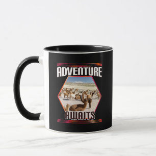 Adventure Awaits - Alpaca Llama Travel Quote Mug