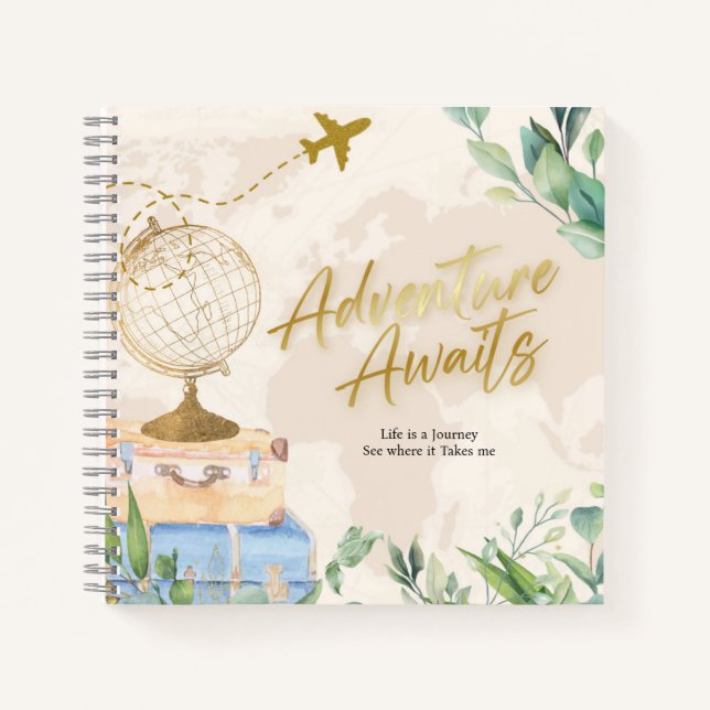 Adventure Awaits, Any Event, Birthday, Retirement, Notebook (Front)