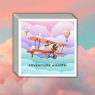 Adventure Awaits Aviation Baby Shower Napkin