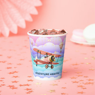 Adventure Awaits Aviation Baby Shower Paper Cups