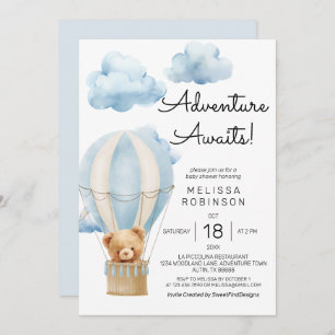 Adventure awaits baby boy shower invitation