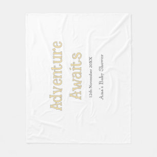 Adventure awaits baby shower add name date pastel fleece blanket
