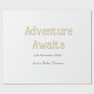 Adventure awaits baby shower add name date pastel wrapping paper